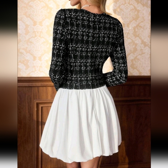 Elegant Party Bodycon Dress, Color Block Tulip Skirt Floral Turndown Collar Dres - Picture 4 of 4